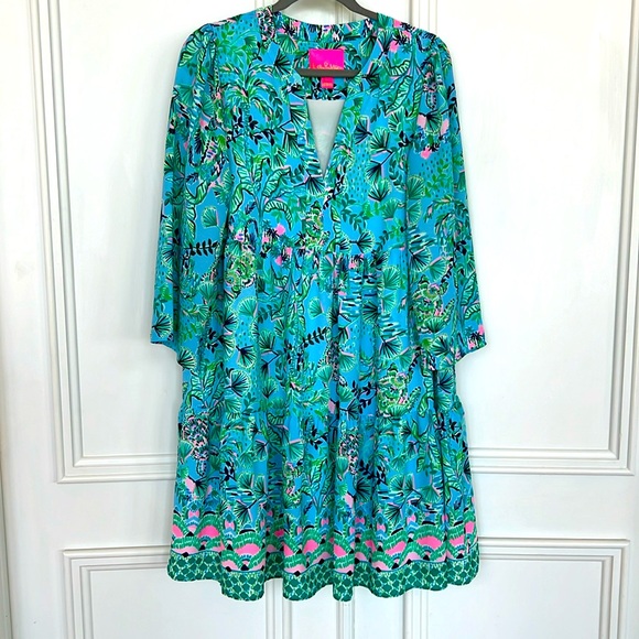 Lilly Pulitzer “Martine Dress” in “Frenchie Blue Mosaic Shells” Size L - Picture 3 of 3